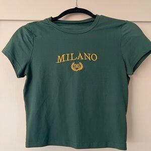 SHEIN Green Crop Top with Gold Milano Design